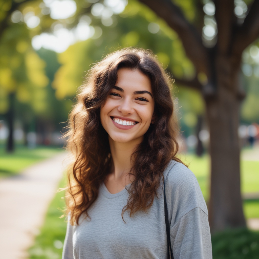 Profile picture of smiling person in a park
